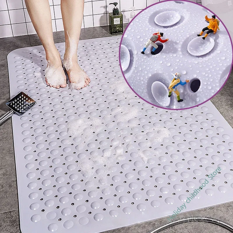 Pvc Non Slip Large Bath Mat Safety Suction Cup Bathroom Shower Mat Household Soft Massage Bath Rug  Shower Bathtub Mat Foot Pad