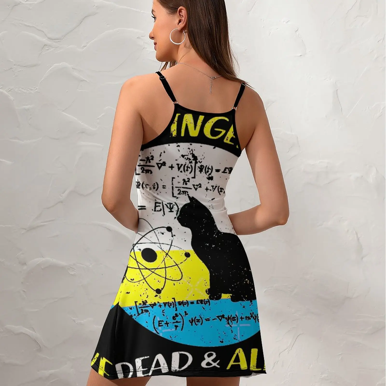 Wanted Erwin Schrodinger Cat 10 Funny Exotic Woman's Clothing  Women's Sling Dress Novelty  Parties Strappy Dress