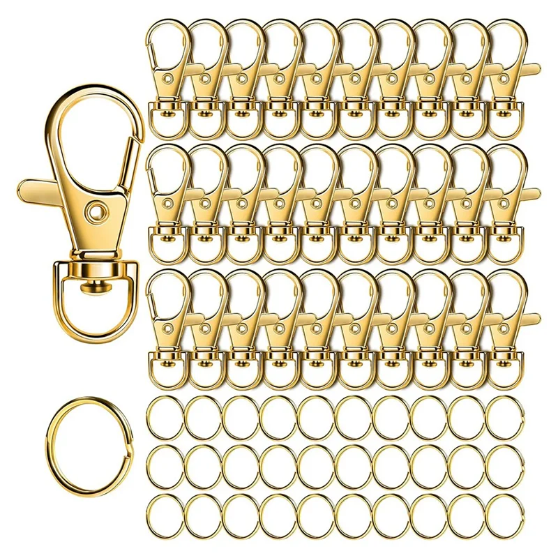 

【RECOMENDAR】Gold Keychain Making Kit- 60PCS With Lobster Claw Clasps& Key Rings For Crafts, Jewelry& DIY Projects