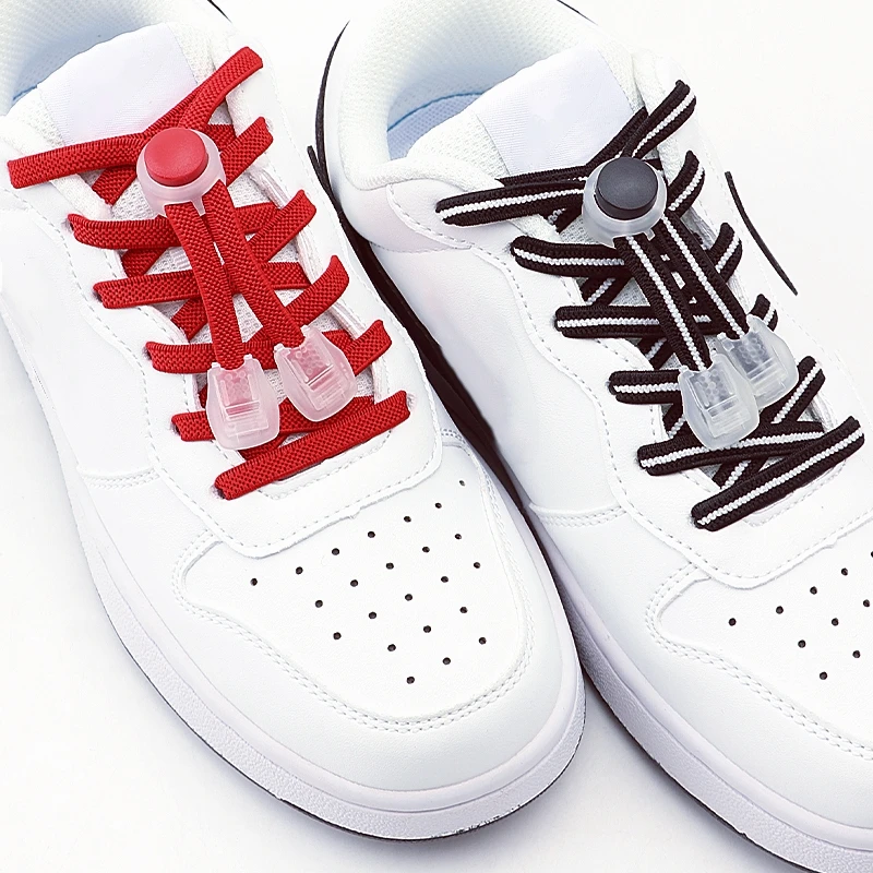 2Pair Elastic Shoe Laces Round Snap Lock Flat Shoelaces for Sneakers  Without Ties Kids Adult Quick Shoelace Shoe Accessories
