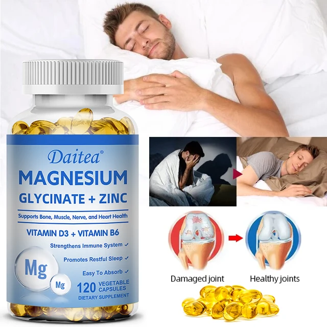 Daitea Magnesium and Zinc Capsules - Magnesium Glycinate Supplement to Support Muscle, Nerve, Joint and Heart Health 3 Daitea Magnesium and Zinc Capsules - Magnesium Glycinate Supplement to Support Muscle, Nerve, Joint and Heart Health 3