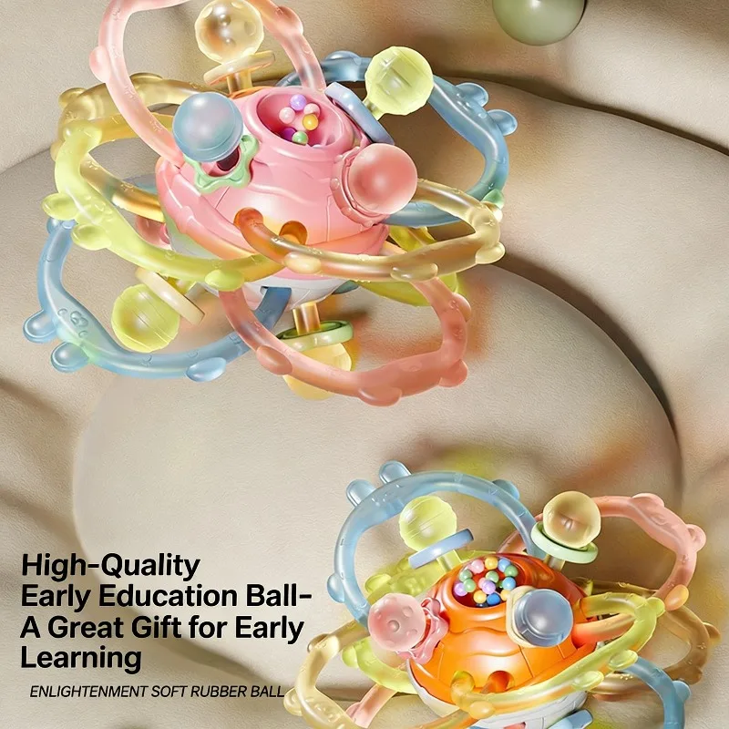 Baby's Hand-held Ball Toy for Early Childhood Education, Grip Training for Babies, Can Chew Teeth, Glue, Shake Bells Soothe Mood
