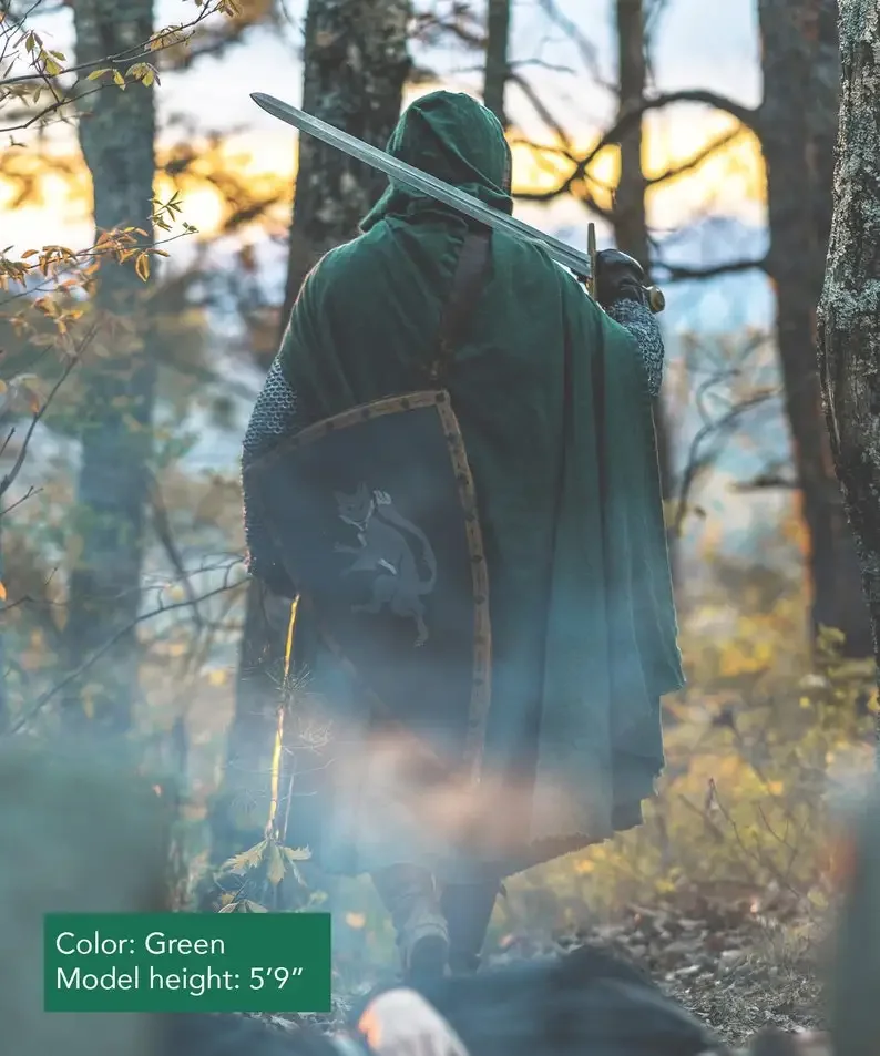 Capa Medieval Ranger, lino, 6 opciones de Color