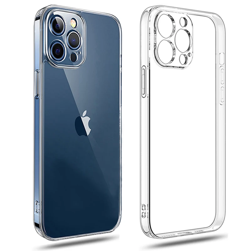 Clear Silicone Phone Case For iPhone 16 15 14 Plus 13 12 11 Pro Max 12 13 Mini Lens Protection Case Transparent Soft Back Cover