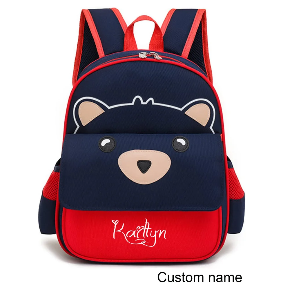 Nome personalizado crianças urso mochila para a escola, bonito impermeável mochila, mochila para elementar ou jardim de infância, criança crianças saco