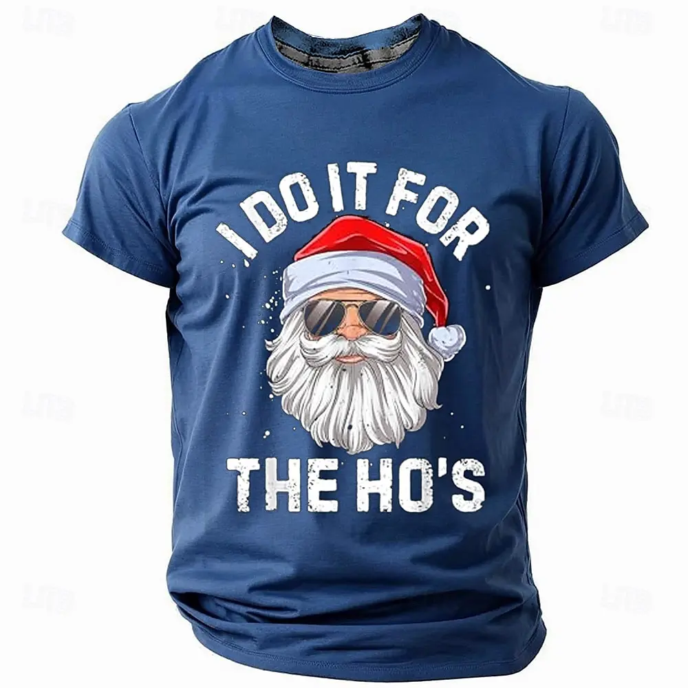 Funny 3D Santa Claus Print Men's T Shirt Casual O-neck Loose Short Sleeve Tops Fashion New Year Gift T-Shirts X'mas Tee Clothing