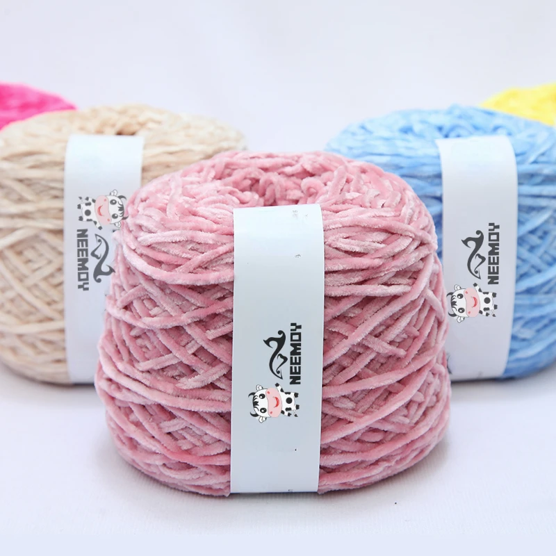 Chenille Yarn Velvet Yarn Texturized Polyester Blended Cotton Suggest Needle 100g / 4MM-5MM DIY Hand-Knitted Sweater