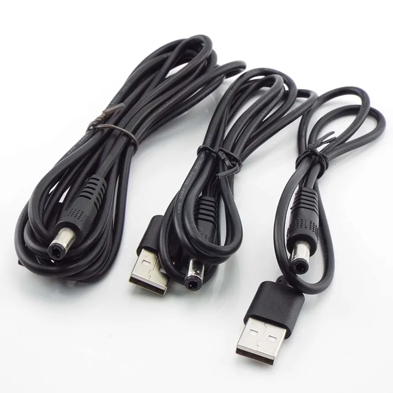 1Pcs USB A Male plug to DC 2.5 3.5 1.35 4.0 1.7 5.5 2.1 5.5 2.5mm Power supply Plug Jack type A extension cable connector cords