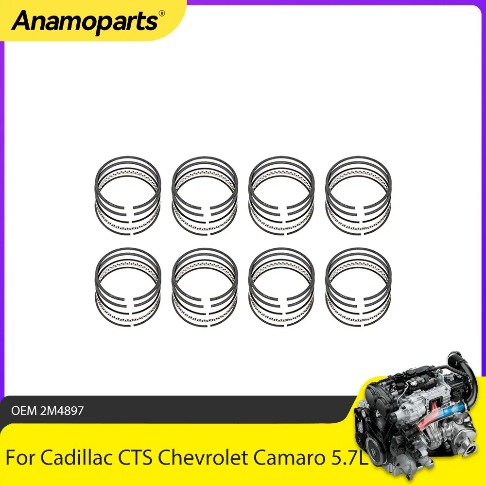 Engine Parts 8pcs Piston Rings Fit 5.7L V8 GAS For GM Cadillac CTS Chevrolet Camaro Corvette PONTIAC GTO 5.7L LS1 2M4897 97-05