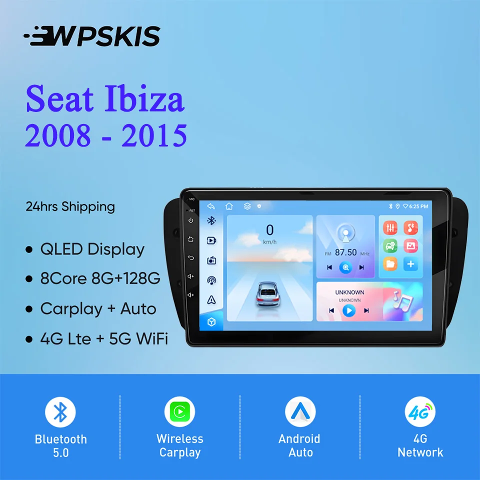 

For Seat Ibiza 6j 2008 - 2015 Auto Stereo Radio Multimedia Video Player Navigation GPS Monitor Android 14 4G Lte WiFi Carplay