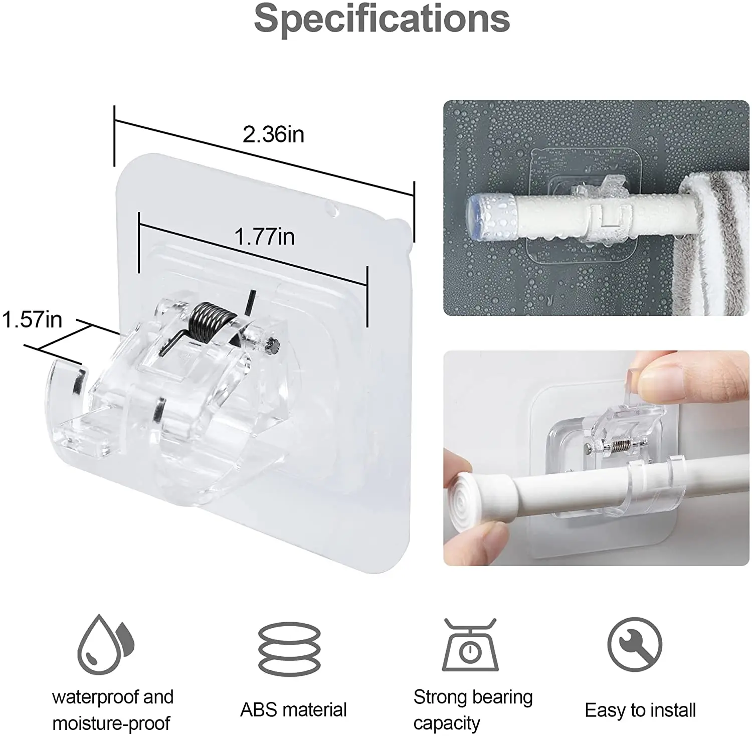 Auto-adesivo Cortina Rod Suportes, Ajustável, Non-Punch, Cozinha, Banheiro, Acessórios para casa, 2 pcs, 4 pcs, 6pcs