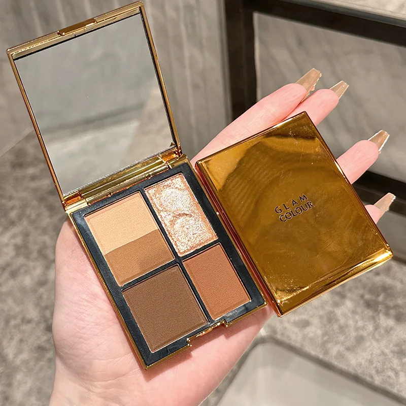 Luxurious 5 Color Eyeshadow Palette - Velvet Matte and Shimmer Effect Durable Waterproof Delicate Finish Makeup Pearly Glitter