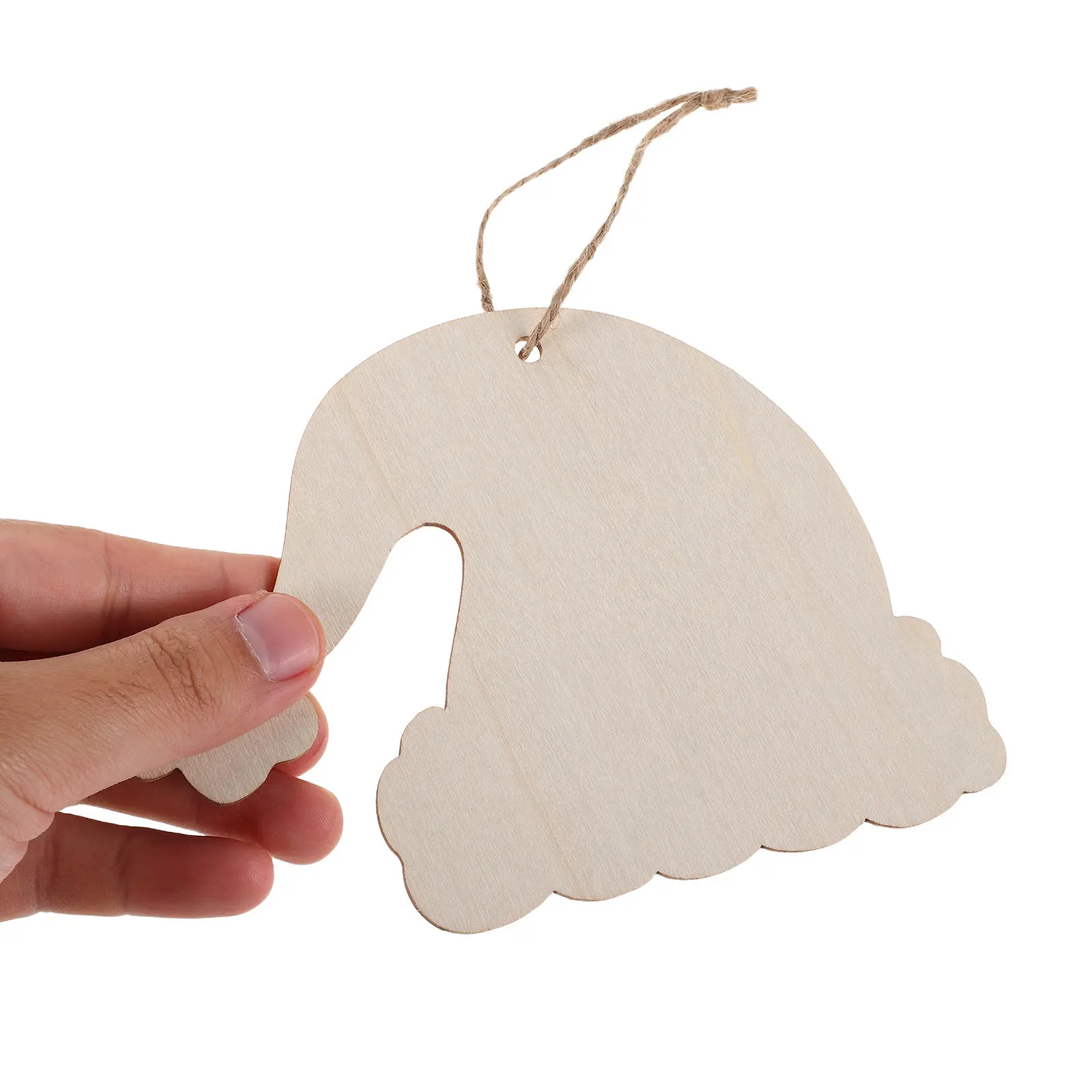 

20Pcs Unfinished Wood Christmas Ornaments Santa Hat Cutouts DIY Craft Supplies Blank Wooden Tags for Holiday Party Decorations