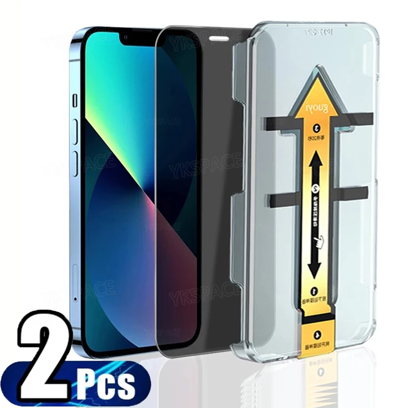 

2Pcs One-Click Aids Privacy Anti-Spy Glare Tempered Glass For iPhone 16 15 14 13 12 mini 11 Pro XS Max XR Plus Screen Protector