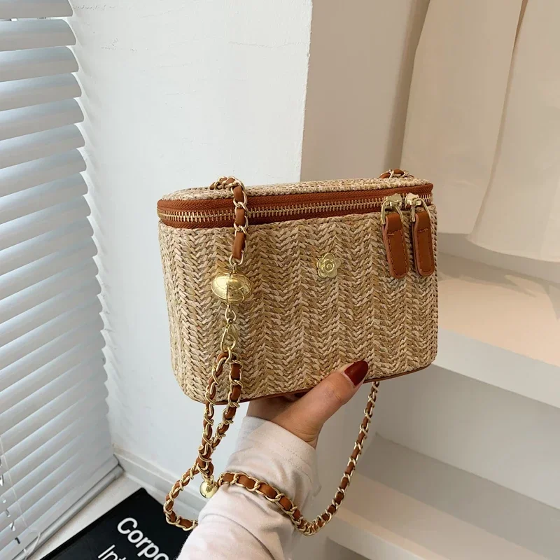 

PU Zipper Shoulder Bag Fashion Simple Temperament Selling Bags for Women Braid Chains Crossbody Bag Bolsas De Ombro