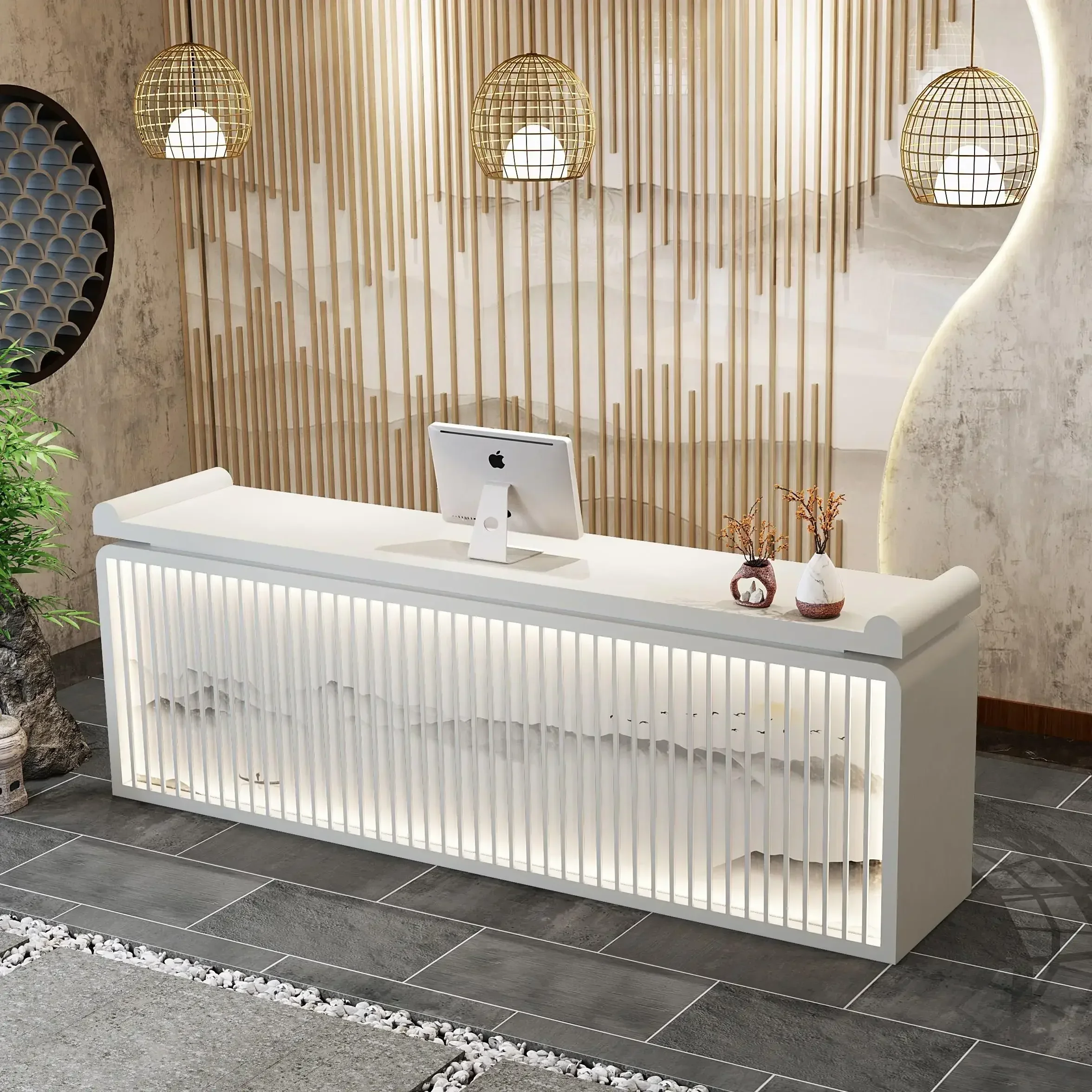 تخزين صالون التجميل يساعد على متاجر الأثاث المكتبي، عدادات معهد تصفيف الشعر، متجر صغير، مكتب Escritorio، الاستقبال