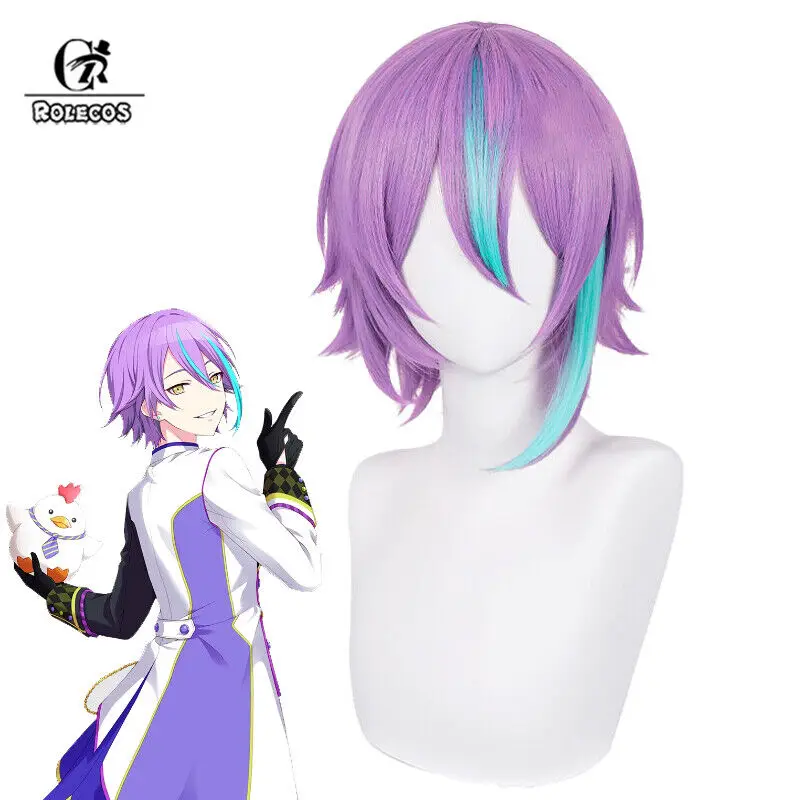 HATSUNE : COLORFUL STAGE! Kamishiro Rui Cosplay Wigs 35cm Purple Mixed Blue Hair