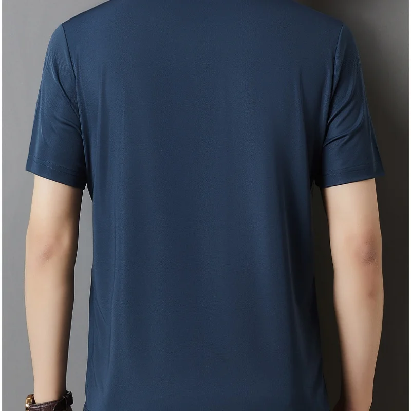 Summer men's half-sleeved Polo shirt solid color casual business breathable V-neck short-sleeved top