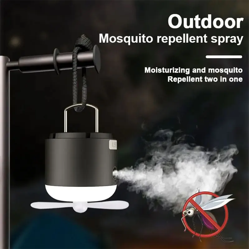 Multifunctional Camping Fan Light Rechargeable Portable Magnetic Tent Lanterns Outdoor Hiking Emergency Mosquito Repellent Lamp