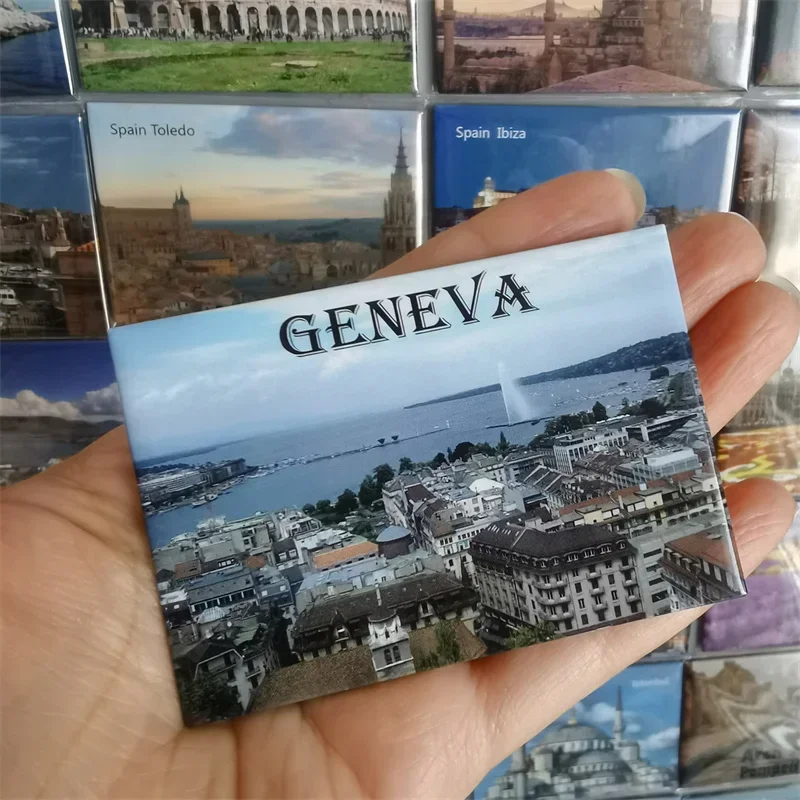 Fridge Magnets Coated Paper Tourist Souvenir Geneva Marseille Budapest Crotia Netherland Iceland Spain Belgium Italy Travel Gift