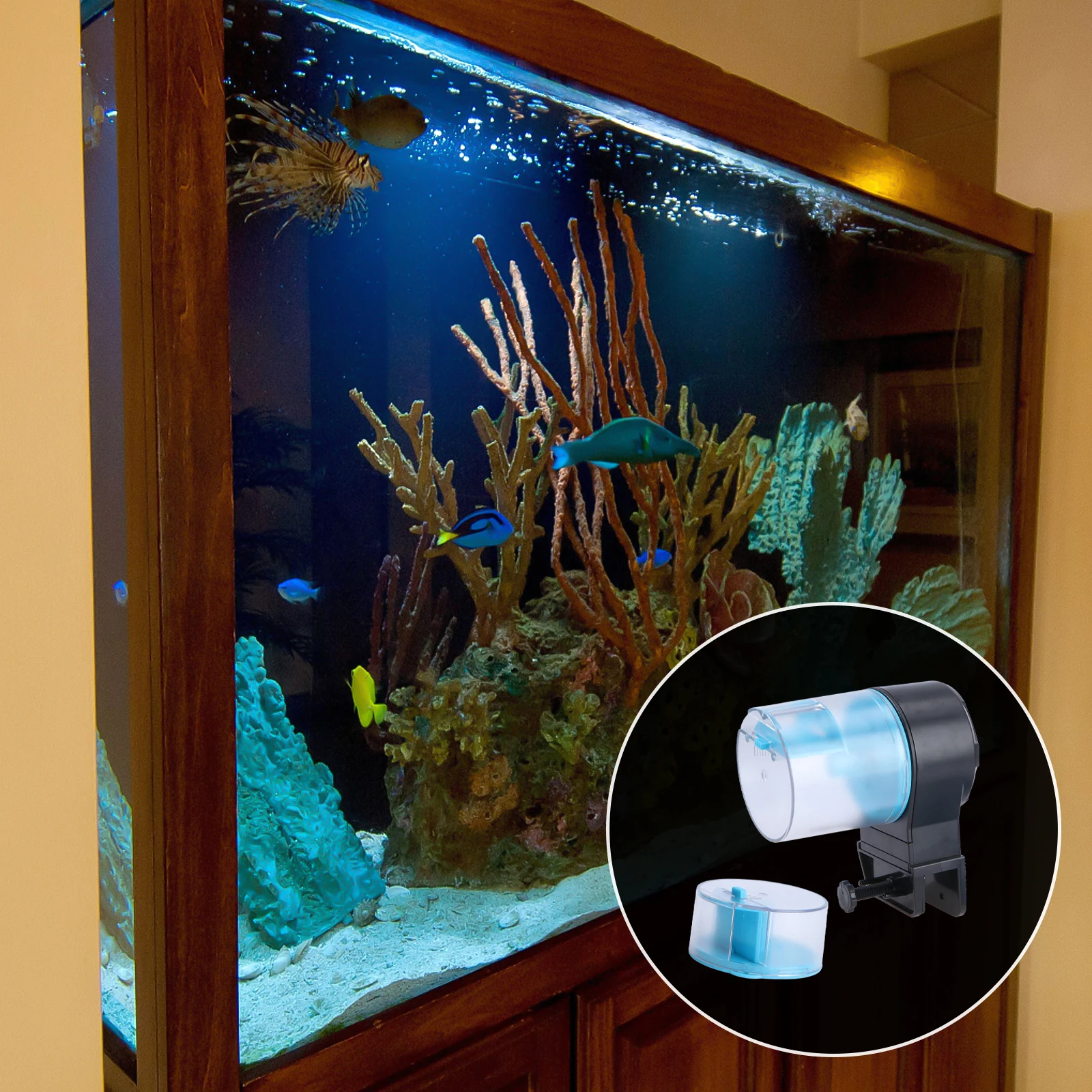 

Automatic Fish Feeder Adjustable Timer Feeding Volume Operated Fish Food Dispenser Aquarium Auto Feeder