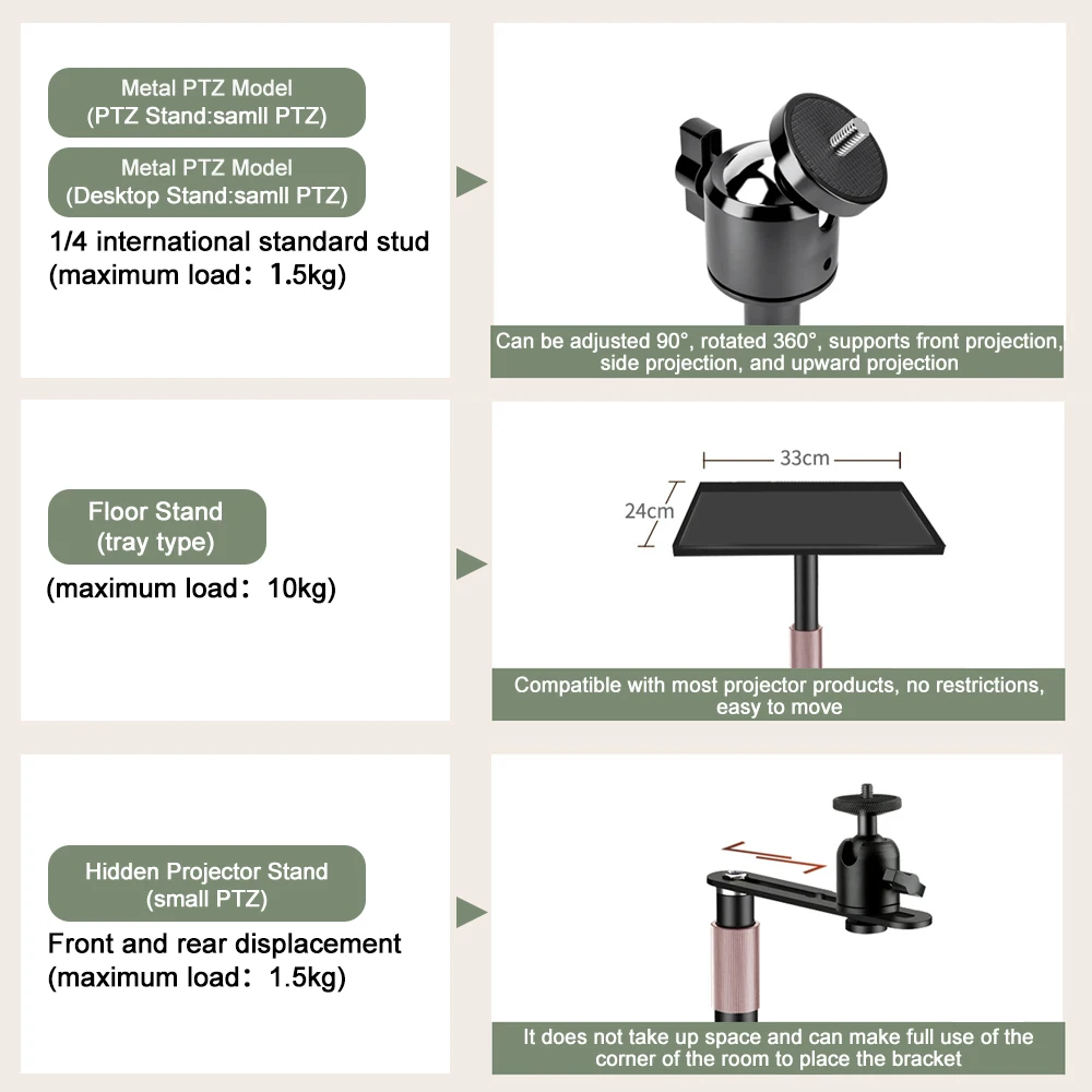Zhuozhen Floor-Standing Projector Bracket Base Household Liftable Projector PTZ Hidden Multi-Function Bracket For HY350 TD92 Pro