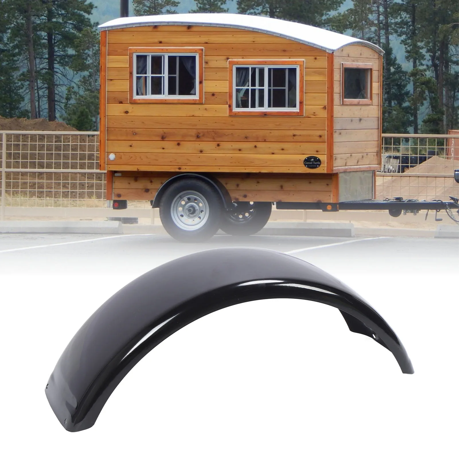 

14 inch Trailer Tire Mudguard Metal Axle Trailer Fender Black Mudguard Accessories for RV Yacht ATV 14in 15in Diameter Wheels