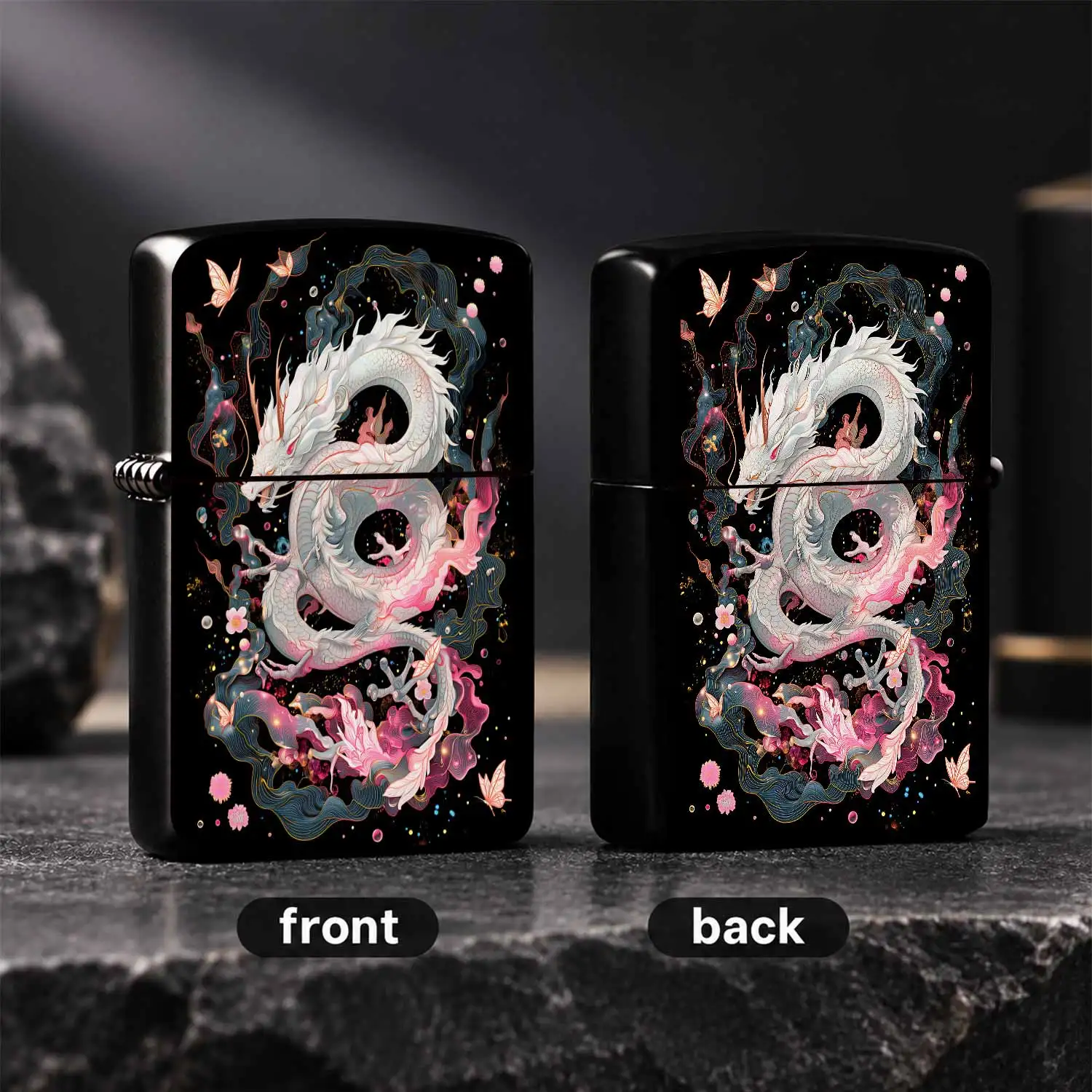 Exquisite Eastern White Dragon Pattern Lighter, Aesthetic Traditionalauspicious Dragon Art Decor Portable Igniter, Chic Unique All-Match Accessory For Daily Use, Gifting, Collection, Suitable For Home Outdoor Travel Var A Humorous And Inter