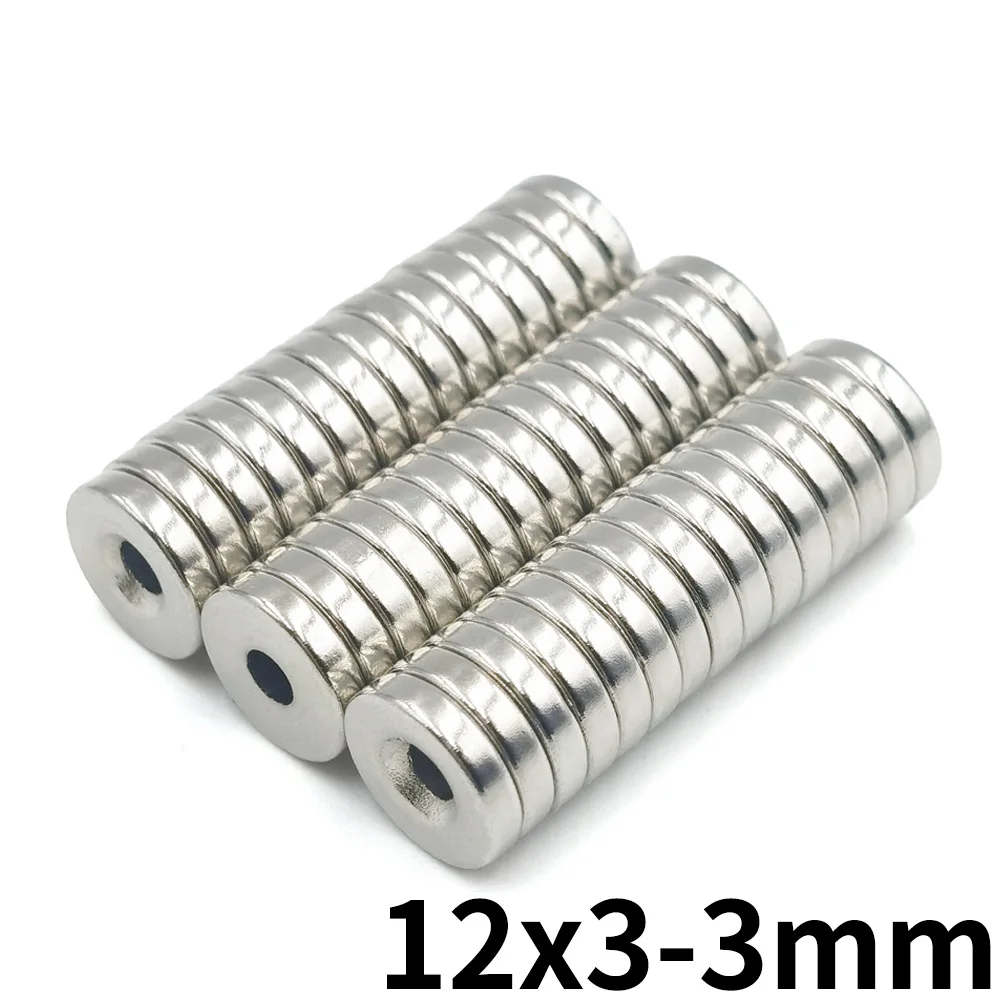 10Pcs 12x3-3 Magnet 12mm X 3mm Hole3mm Round Super Powerful Strong Permanent Magnetic 12x3Hole3 for Fridge DIY Building Projects