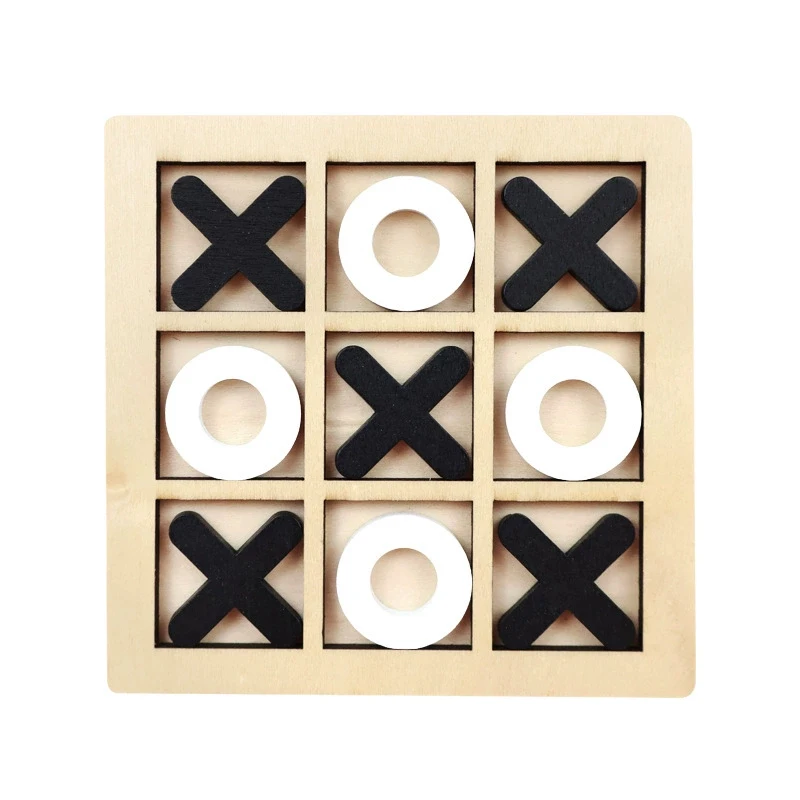 NEW Tic Tac Toe Brain Training Wooden Chess Board Game Table Toy Interactive Birthday Gift view 3