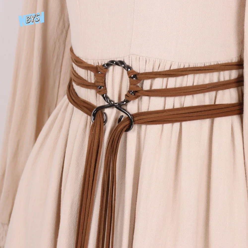 

Unique Adjustable Long Rope Chain Belt Braided Knot Design Waist Cinch Handcrafted Look Fringe Loop Decorative Belt Gothic