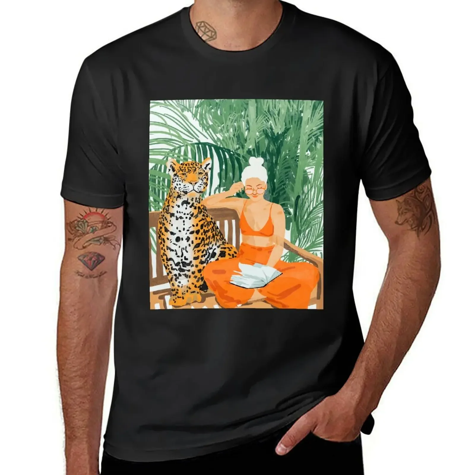 

Jungle Vacay | Modern Bohemian Blonde Woman Tropical Travel | Leopard Wildlife Forest Reader T-Shirt