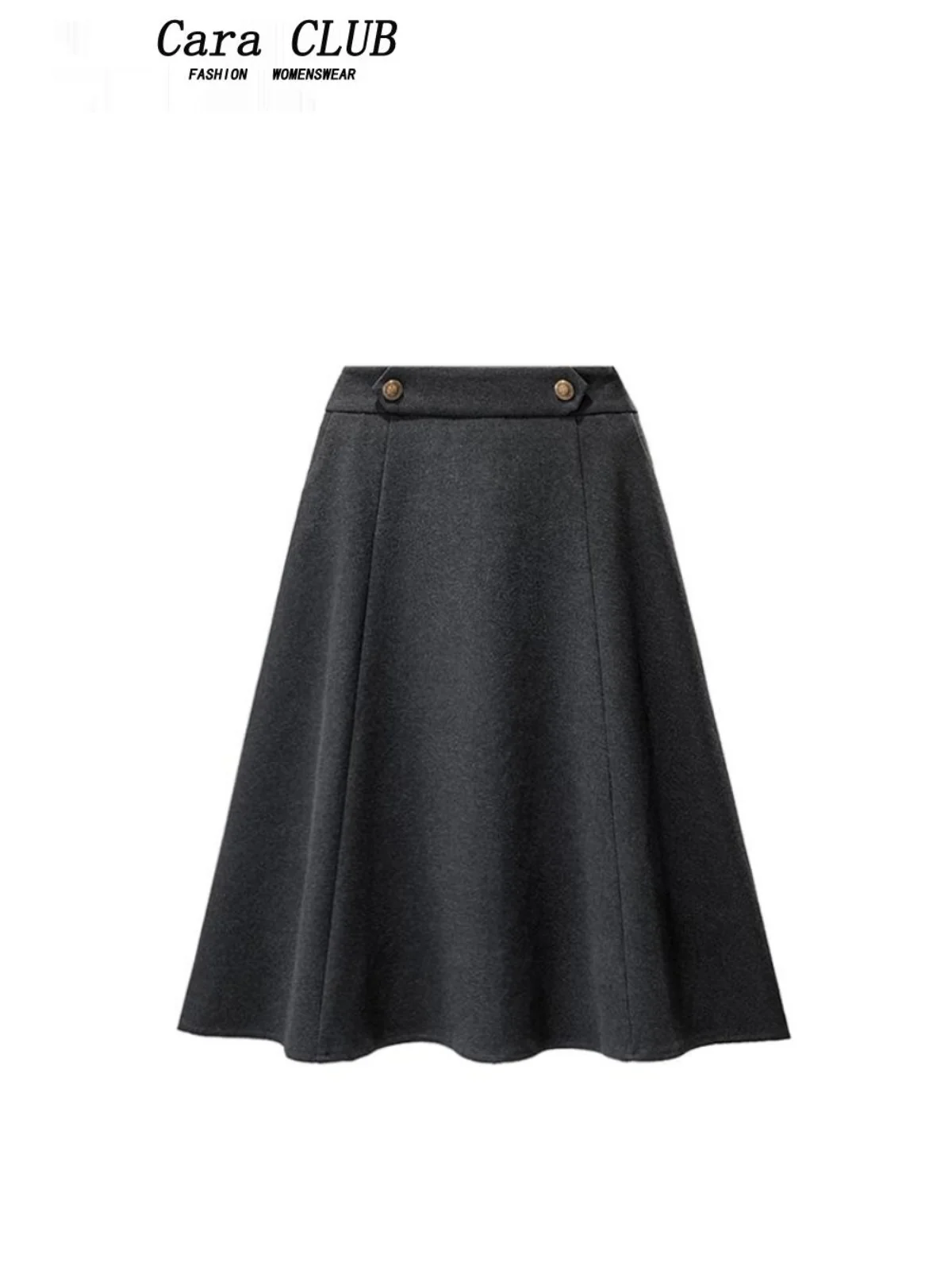 

Юбка А-силуэта из шерстяной ткани больших размеров для женщин, весенняя коллекция, с завышенной талией, корейский стиль, для офиса, из полиэфирного волокна