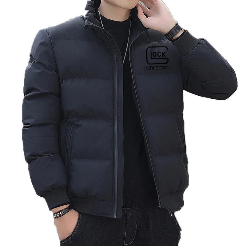 Thick and warm mens cotton jacket down stand up collar autumn winter coat comfortable loose fitting version