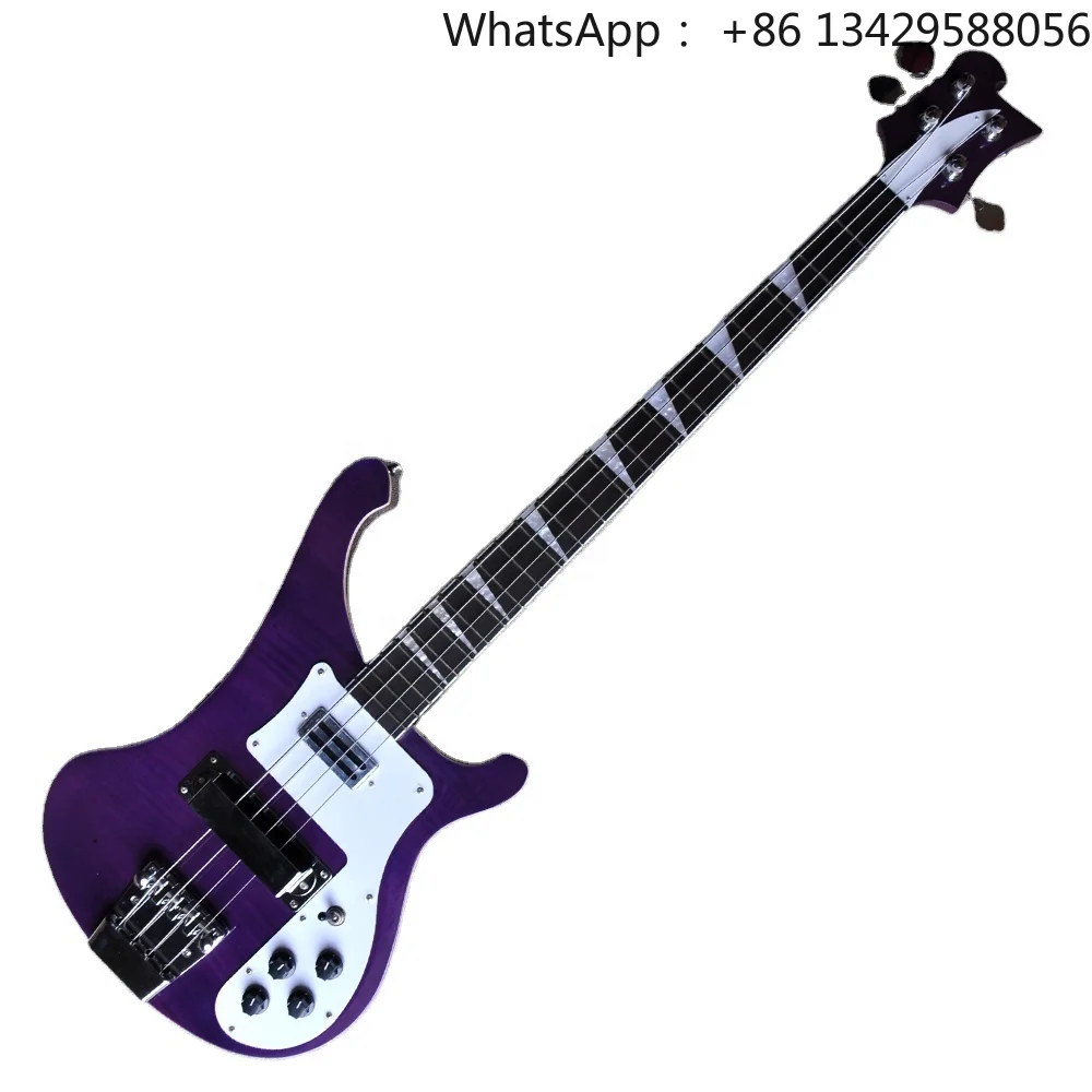 Flyoung Factory Purple Electric Bass Guitar With 4 Strings Custom Made