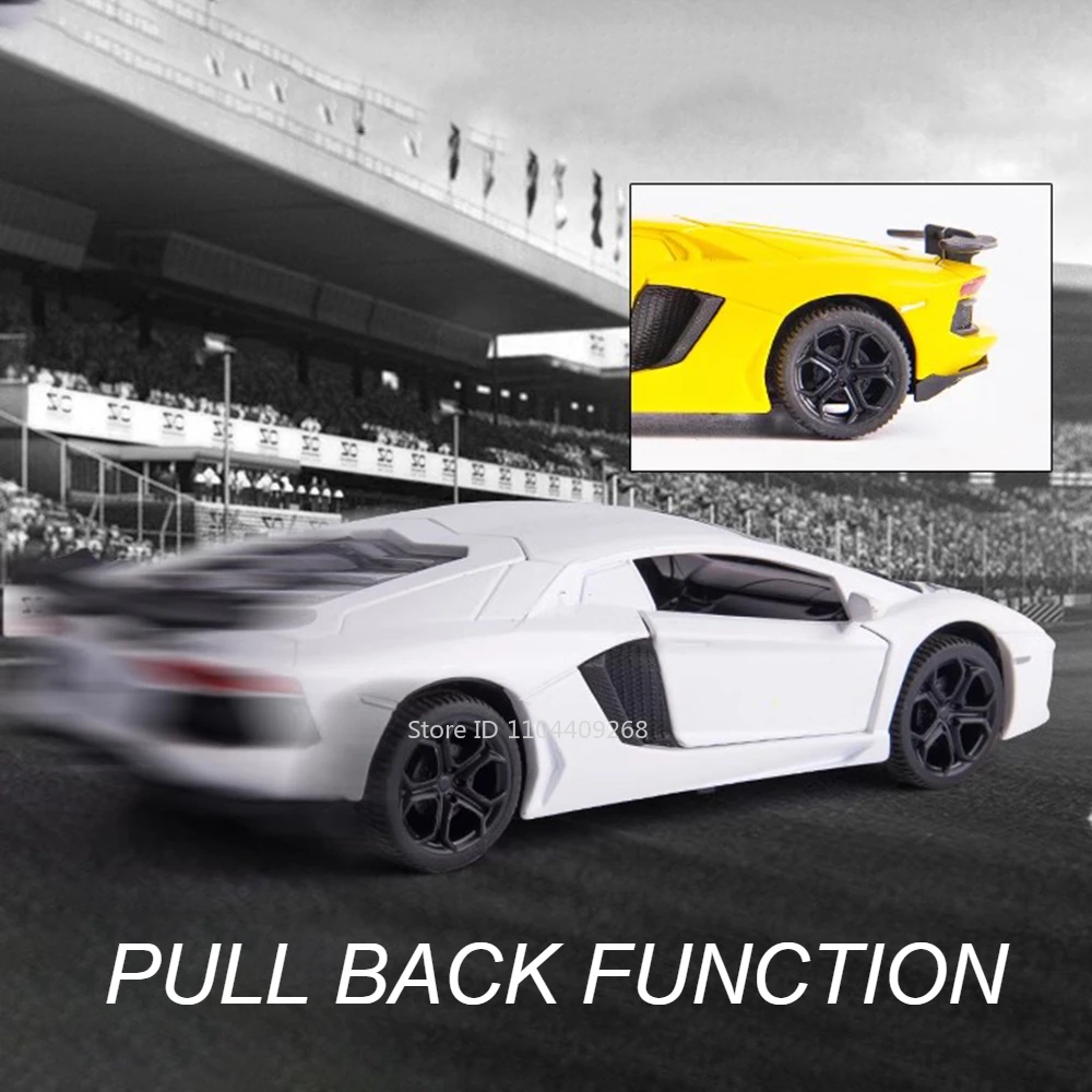 1:32 Lambor LP740 URUS Sports Car Model Toy Metal Body Vehicles Sound Light Pull Back Supercar Computer Desktop Ornaments