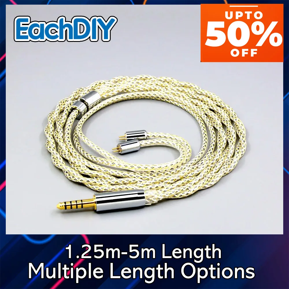 TypeS 23AWG OCC Earphone Cable For IEM 0.78mm Flat Step JH Audio JH16 Pro JH11 Pro 5 6 7 2pin Litz Shielding Silver 8937