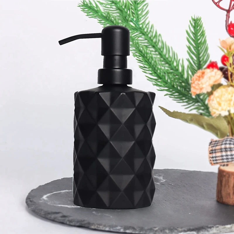 2 Pcs Matte Black Soap Dispenser 13.5 Oz / 11 Oz Glass Hand Soap Dispenser Set For Bathroom And Kitchen, Soap Dispenser