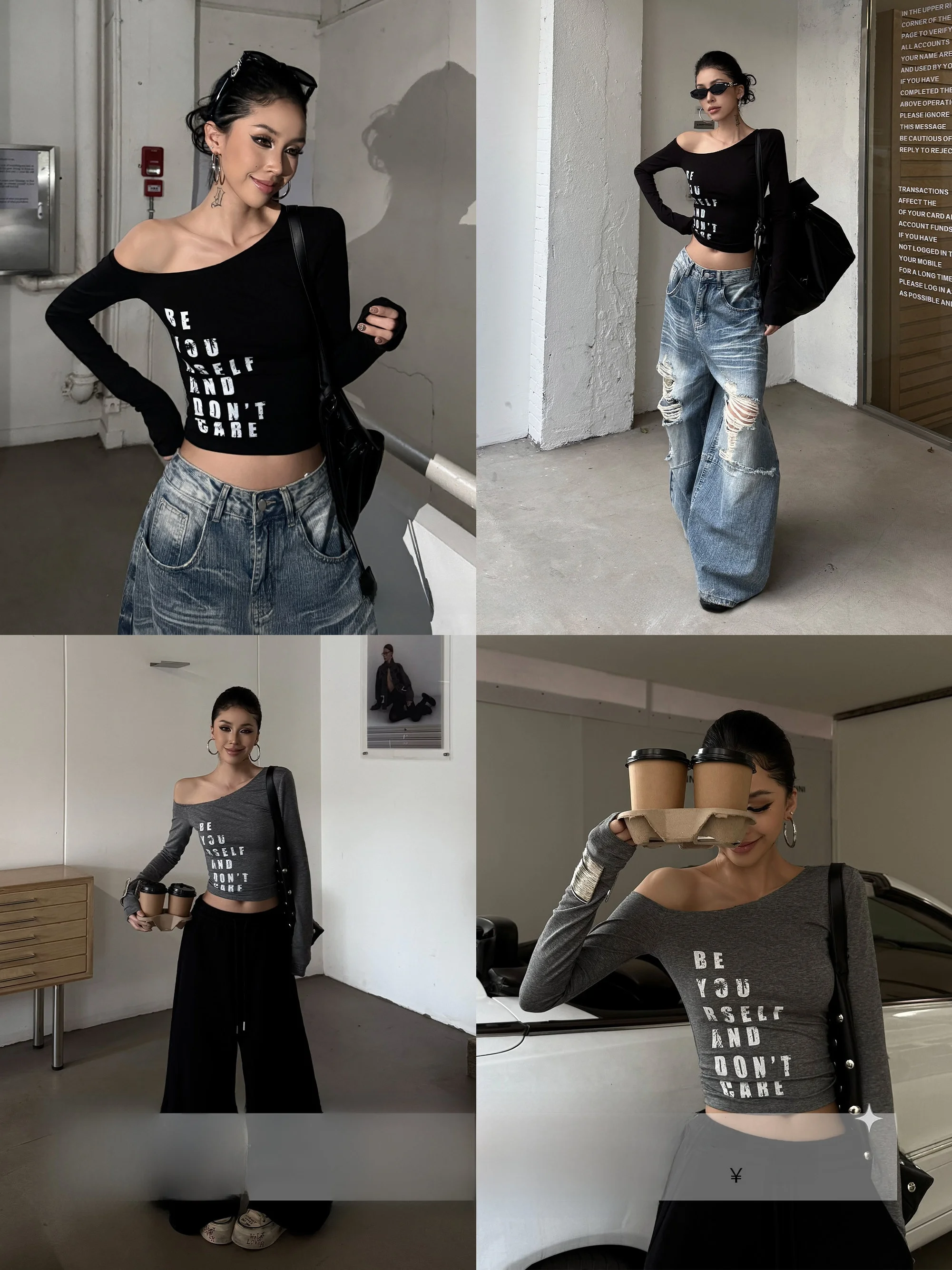 

Женская футболка Wildern Zero American Casual с длинным рукавом, новая модель, приталенная, из хлопка, с принтом, для весны
