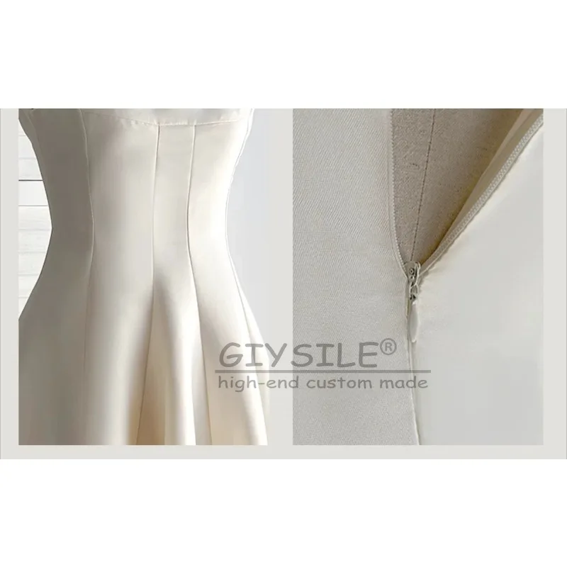 

GIYSILE Fashion Customized White Suspender Dress Female Gentle Wind High Sense Dress Birthday Party Evening Dress Sleeveless