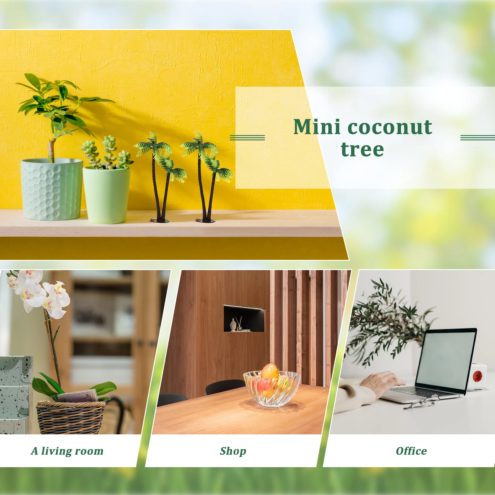 

3pcs Plastic Coconut Palm Tree Realistic Miniature For Micro Landscape Diy Terrariums Fairy Gardens Bonsai Props