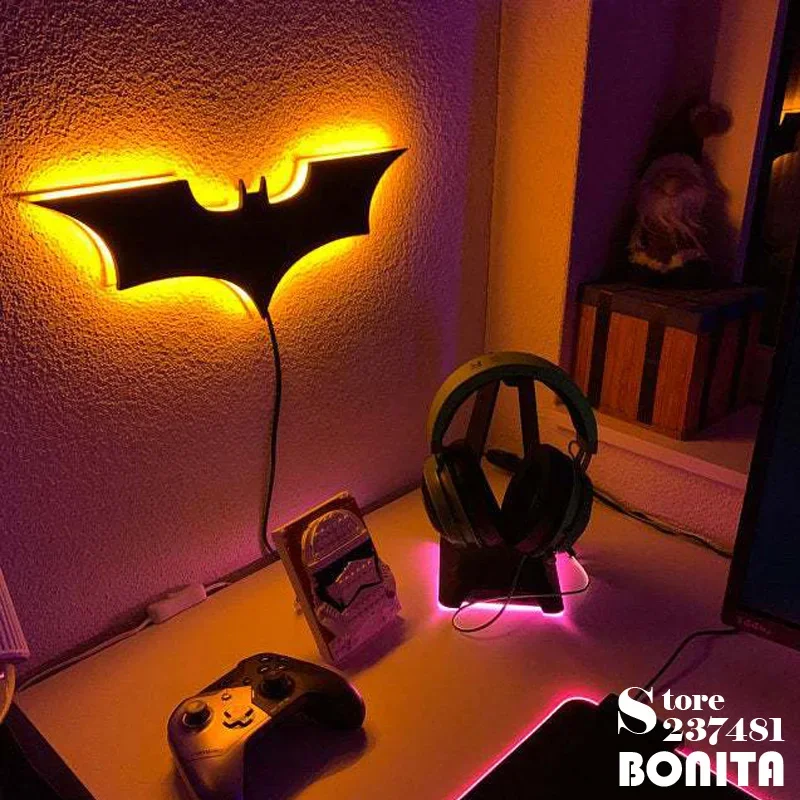 Super Cool 3D LED Night Light Bat Animal Bedside Gaming Room Bar Wall Lamp SuperHero Atmosphere Sign Wall light USB