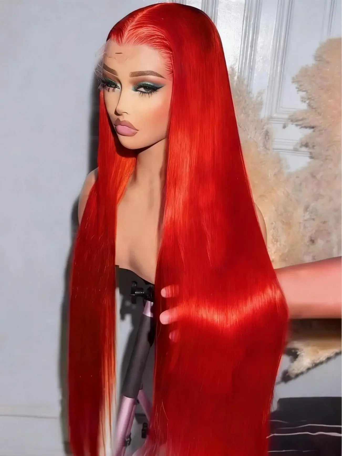

30 36 40 Inch Brazilian Hot Red 13x6 HD Lace Front Wigs Human Hair Wig 200% Red Colored Straight 13X4 Lace Frontal Wig For Women