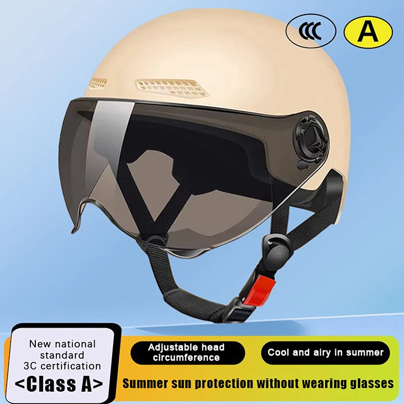 Halbhelm für Erwachsene mit Schutzbrille für Motorrad und Fahrrad – Cartoon-Design, 3C-zertifiziert für Männer und Frauen.