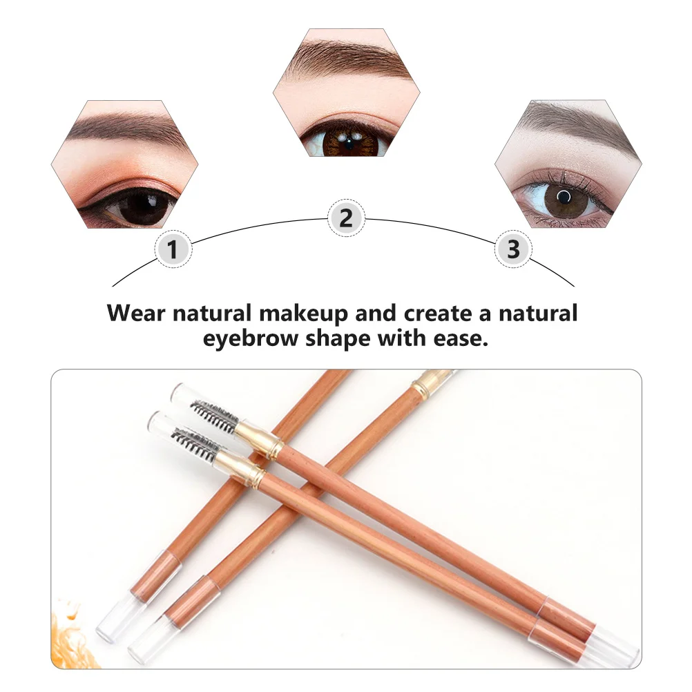 Matita per sopracciglia da 2 pezzi con pennello Penna per sopracciglia a doppia punta Forma naturale Definisci applicazione liscia Strumento per il trucco resistente alle macchie