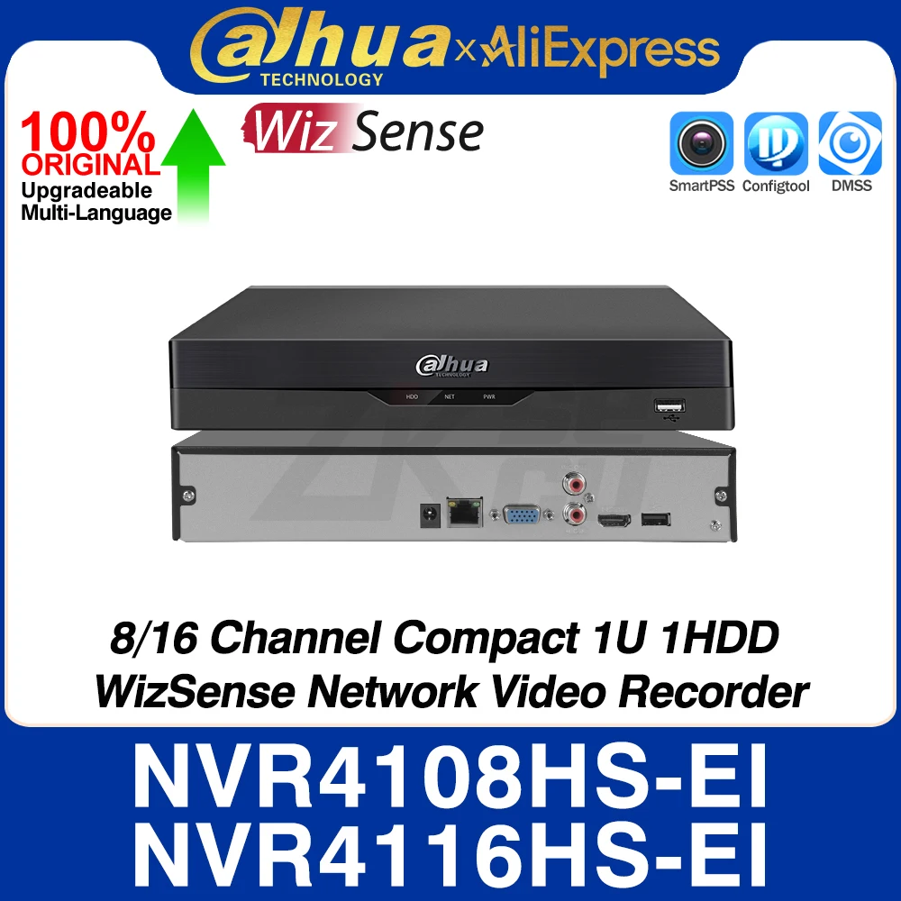 Dahua NVR4108HS-EI NVR4116HS-EI 8/16CH Compact 1U 1HDD WizSense Network Video Recorder AI By NVR Face Detect Recognition SMD