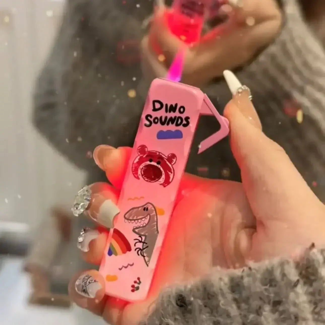 

Kawaii Hello Kitty Gas Lighter Kuromi Cinnamo Sanrio Pink Flame Windproof Lighters Cigarette Accessories Girl's Gift Wholesale