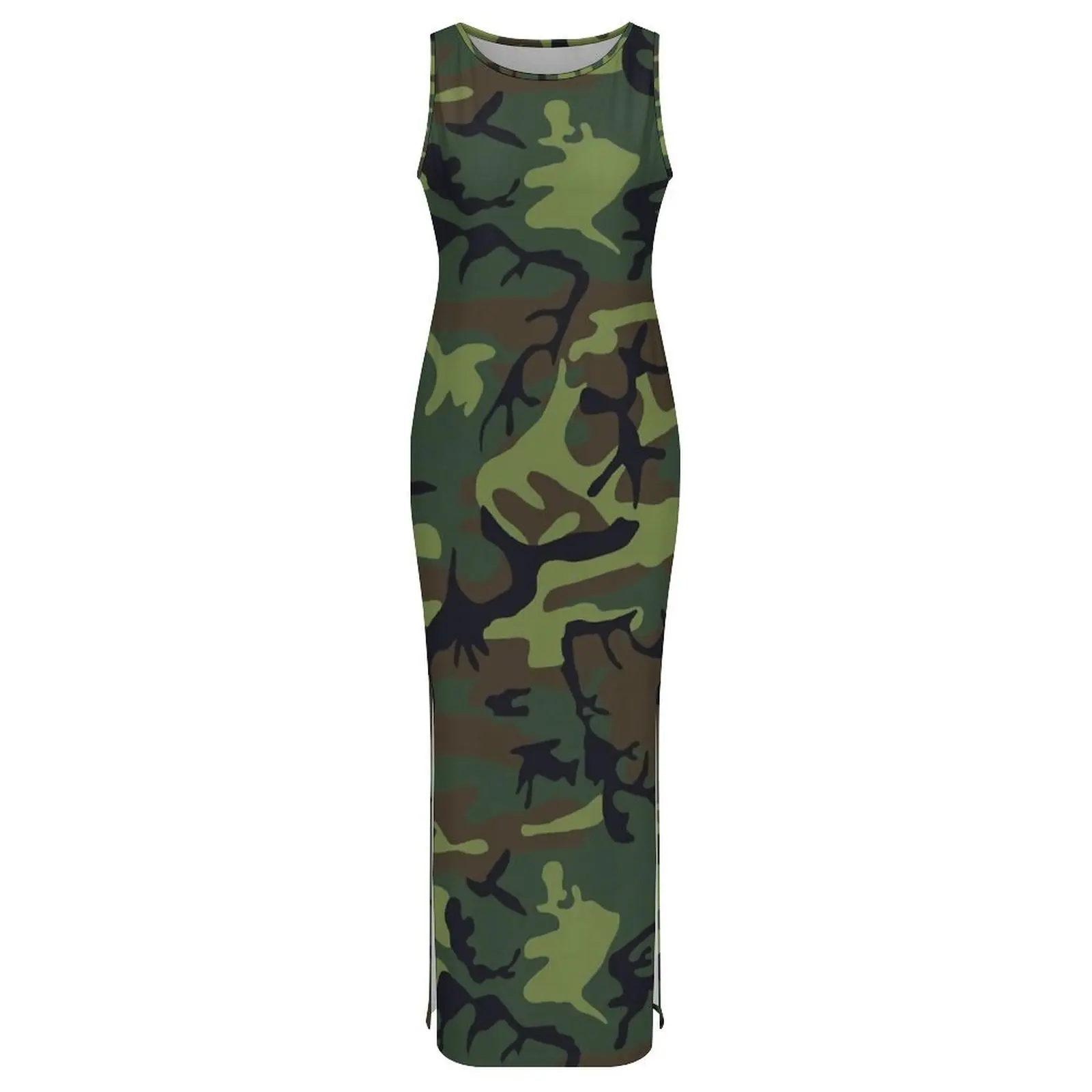 Mulheres camo a linha vestido streetwear bodycon vestido de verão sem mangas night club maxi vestidos gráfico tamanho grande
