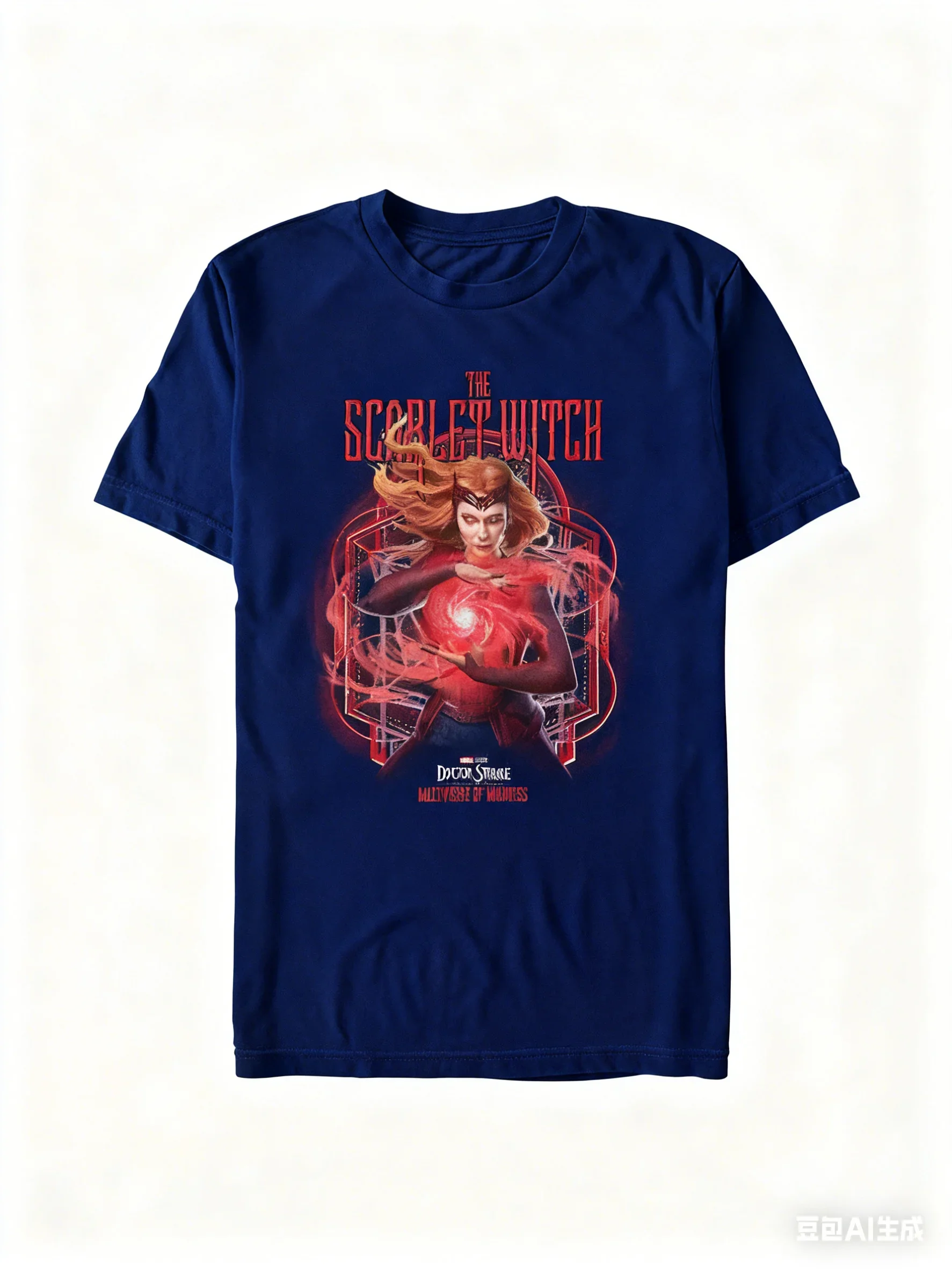 Marvel 2026 Crazy Scarlet Witch Print Camisetas holgadas de manga corta con cuello redondo de talla grande en el multiverso