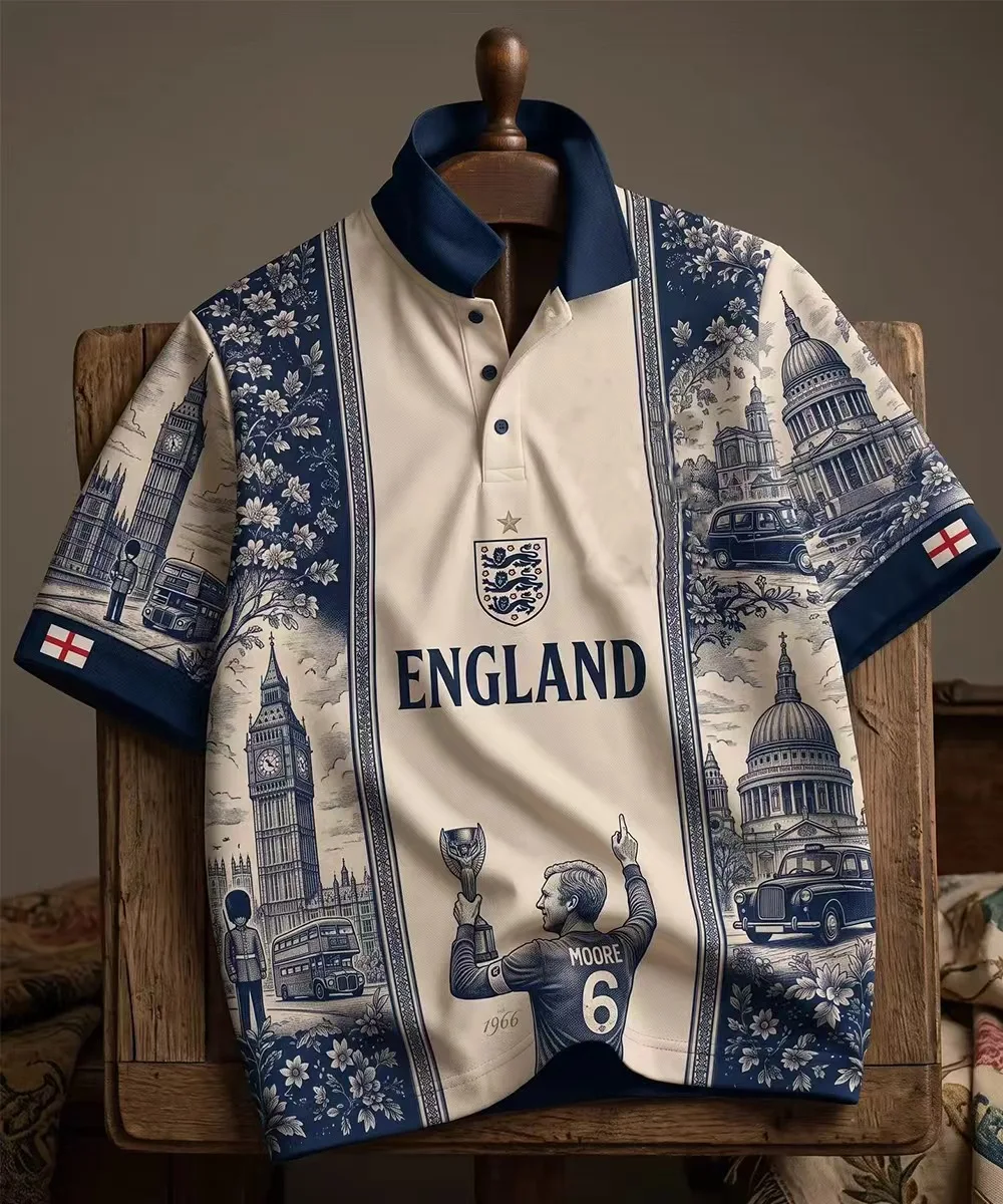 Neues Herren Retro Business High-End England Poloshirt Jersey Oversized Lässiges Bequemes Modisches Sport-Oberteil – Detail 2